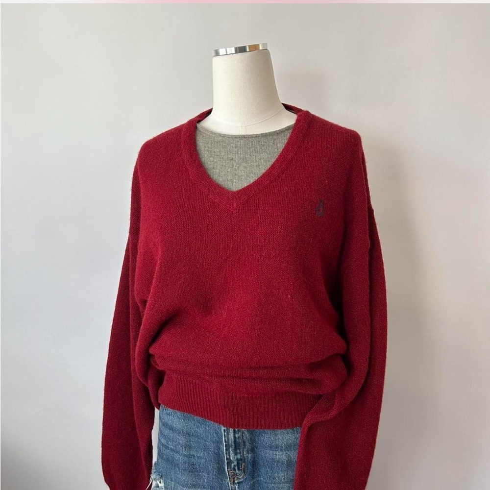 Vintage  Andean red 100% Wool sweater.